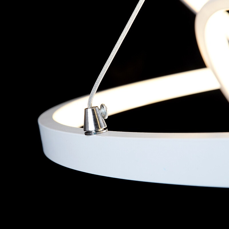 Anneaux 3 80 + 60 + 40 cm Lampe à Suspension Illuminando cadre blanc