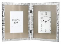 Bulova Cobblestone 4 X 6 Silver Tone Hammered Picture Frame / Clock B1244 on sale Bulova Cobblestone 4 X 6 Silver Tone Hammered Picture Frame / Clock B1244 on sale