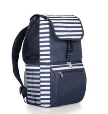 Picnic Time Oniva Striped Zuma Backpack Cooler, Navy/White Stripes