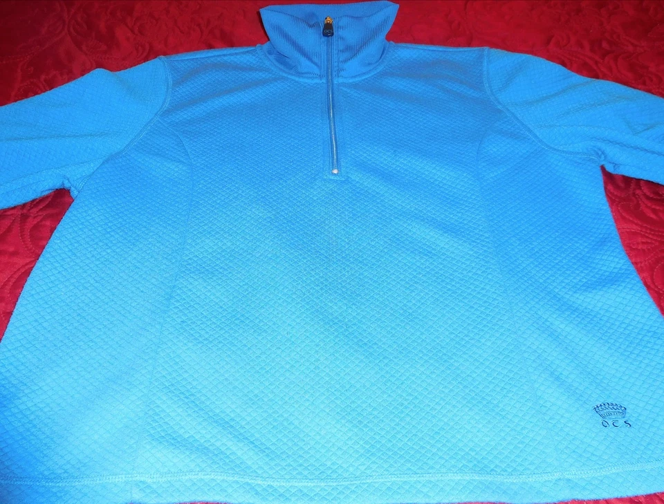 女式“Oleg Cassini Sports”1/4 拉链 L/S 仿颈华夫饼套衫 XL 码 — 第 3/4 张图片