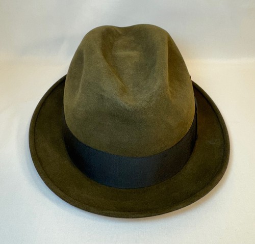 VINTAGE BROWN SAXSON FEDORA HAT SIZE 7 FEATHER - Picture 2 of 11