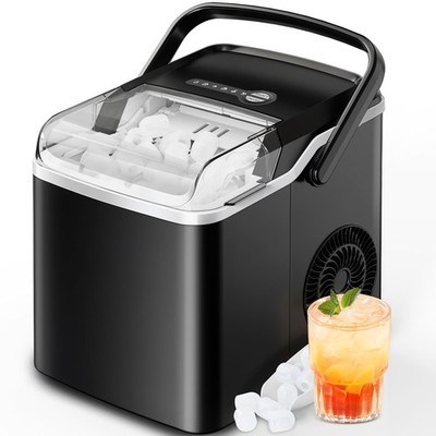 Countertop Ice Maker, 9 Cubes Ready in 6 Mins, 26lbs in 24Hrs, Portable Ice M...
