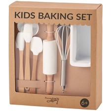 Kids Baking Set - Fun Silicone Baking Cups Wooden Handle Utensils Kit