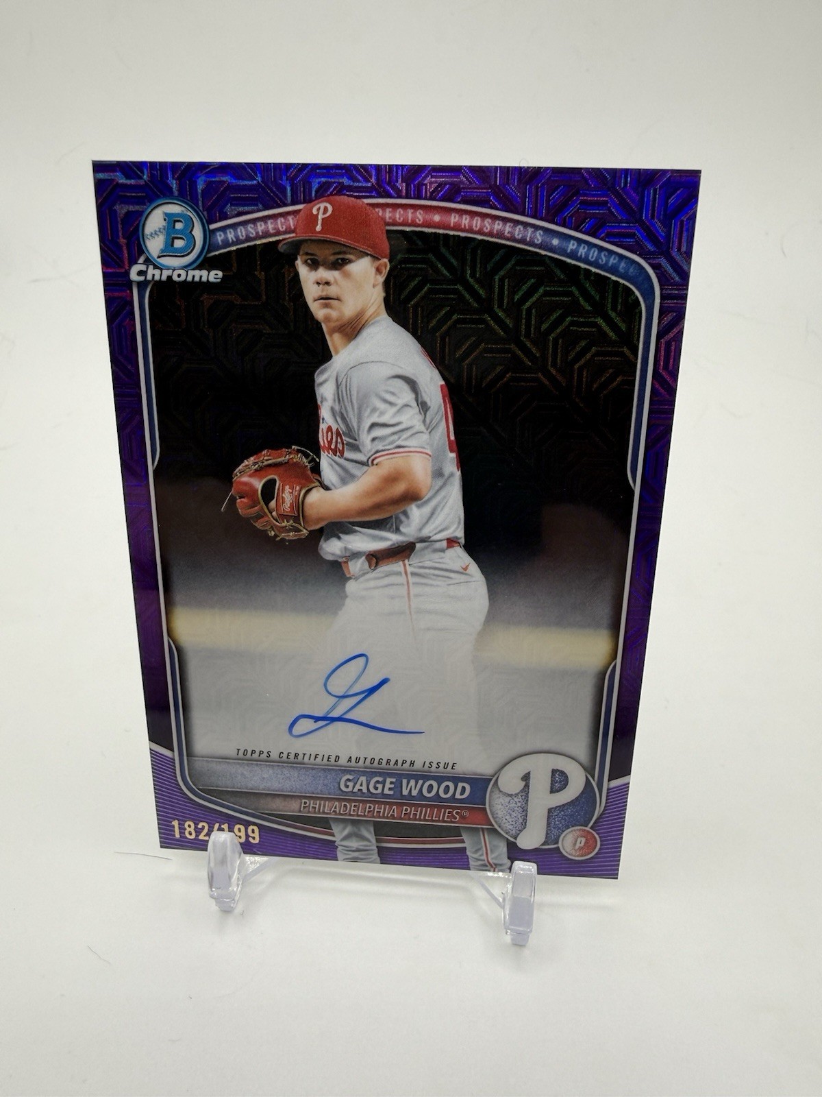 2025 Bowman Chrome GAGE WOOD Purple Mojo Refractor AUTO #’d /199