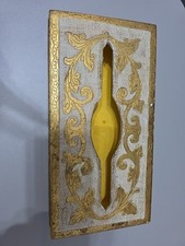 VTG Italian Florentine Gold Gilt/Cream Wood Tissue Box Hollywood Regency Style