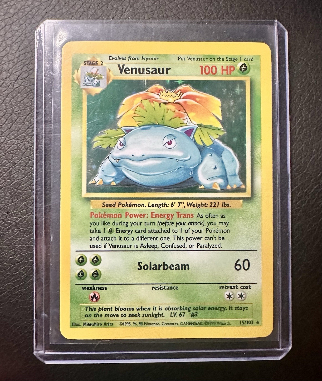 Pokemon TCG Venusaur Holo Card 15/102 Rare, LP Condition, 1999 Base Set