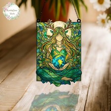 Mother Earth Goddess Acrylic Suncatcher, Nature Spiritual Window Hanging Gift