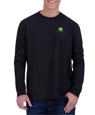 Felpa uomo John Deere in cotone pesante con logo cucito nuova con etichetta, nera XL