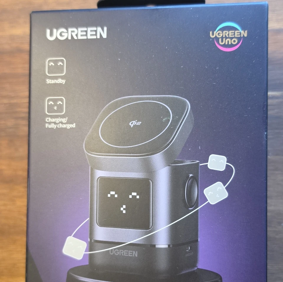 UGREEN 2-in-1 magnetisches Qi Ladegerät USB-C 15W für iPhone/AirPods Schwarz - Bild 1 von 4