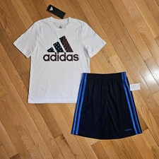NEW ADIDAS Little Boy USA Patriotic Tee  Short Set sz 5 