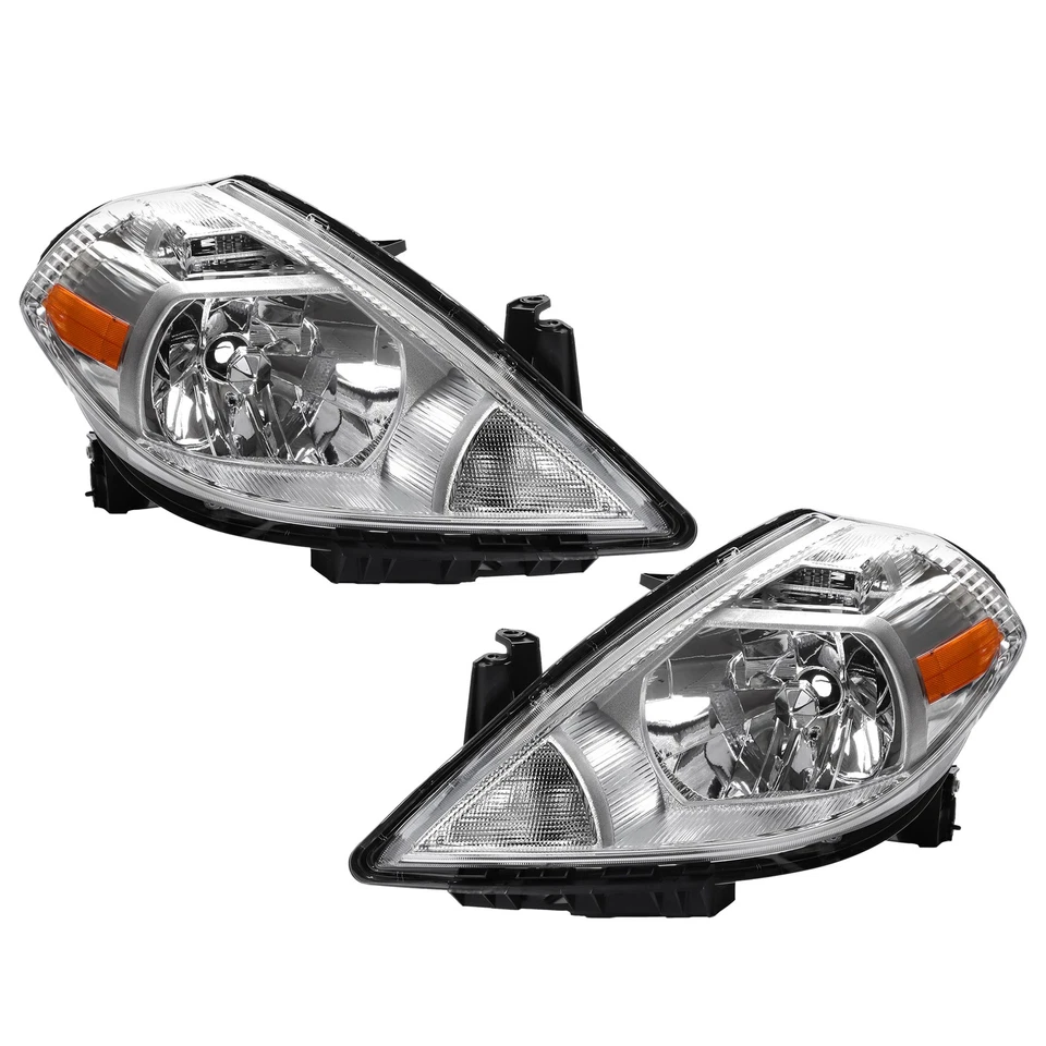 Headlight Assembly Pair For Nissan Versa 2007-2012 Left+Right Side Halogen Clear - Image 2 of 4