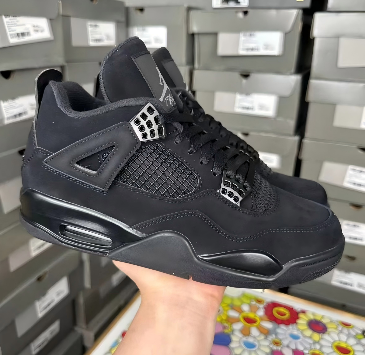 Jordan 4 ''Black Cat'' retro Basketball Men's Size Shoes- Black