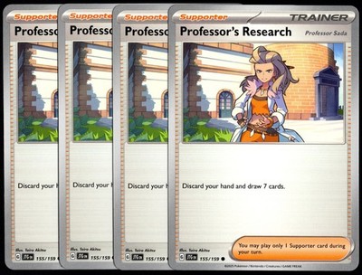 Pokemon TCG 4x Professor's Research 155/159 Journey Together Playset - NM/LP
