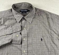 Polo Golf Ralph Lauren Lofting Flannel Shirt Mens XL Gray Check Cotton Button Up