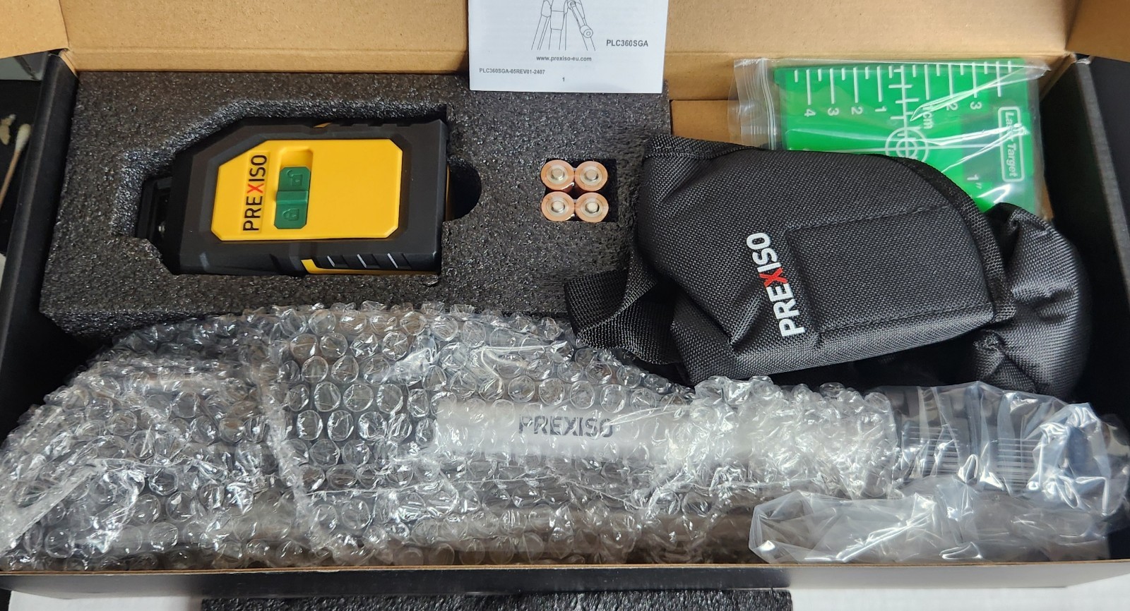 PREXISO 360° Laser Level with Tripod, 100Ft Self Leveling Cross Line Laser