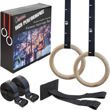 Anelli Ginnastica Legno Aneli Palestra Fitness Ginnici in Legno Inclusi Ancoragg