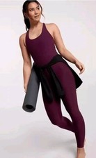 Calia - Womens LustraLux Bodysuit Workout Racerback Burgundy- size M New