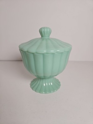 The Pioneer Woman Timeless Beauty Glass Candy/Compote Dish 5.32'' Jadite HTF~NEW