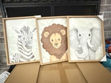 Safari Animal Nursery Art Prints Zebra Lion Elephant Set of 3
