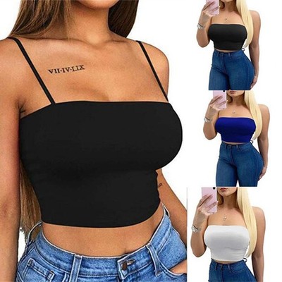 Sports Bra Small Sling Base Vest Tight U-Neck Low-Cut Navel Pure Color