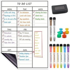 Magnetic to Do List Dry Erase Board for Fridge - Vertical Chore for Kids Weekly