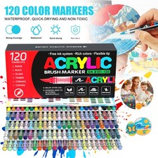 Permanent Marker Pens Acrylic Paint Non-Toxic Glass Plastic Fabric Stone Wood UK