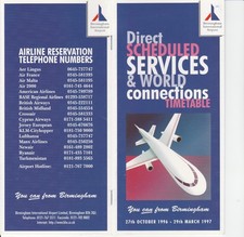 Flugplan Birmingham Airport 1996-97 Timetable