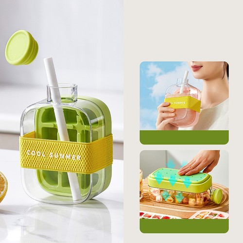 Narzędzie do kostkowania lodu 500ml z mechanizmem prasowania i słomą idealne do domu - Zdjęcie 3 z 28