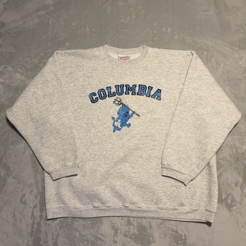 Vtg 90s Columbia University Blue Devils Sweatshirt Mens XXL Gray Hanes Heavyweig