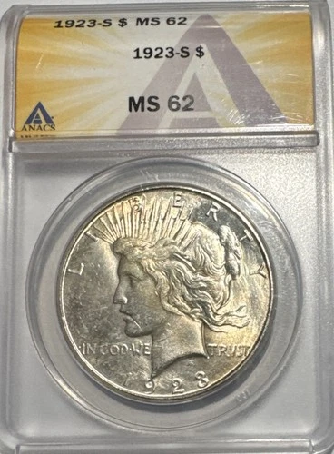 1923-S $1 Peace Silver Dollar ANACS MS 62 | Uncirculated UNC
