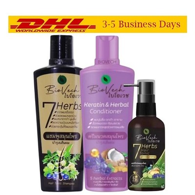 BioVech 7 Herbs Set Herbal Shampoo Conditioner and Tonic Reduce Hair Fall Loss