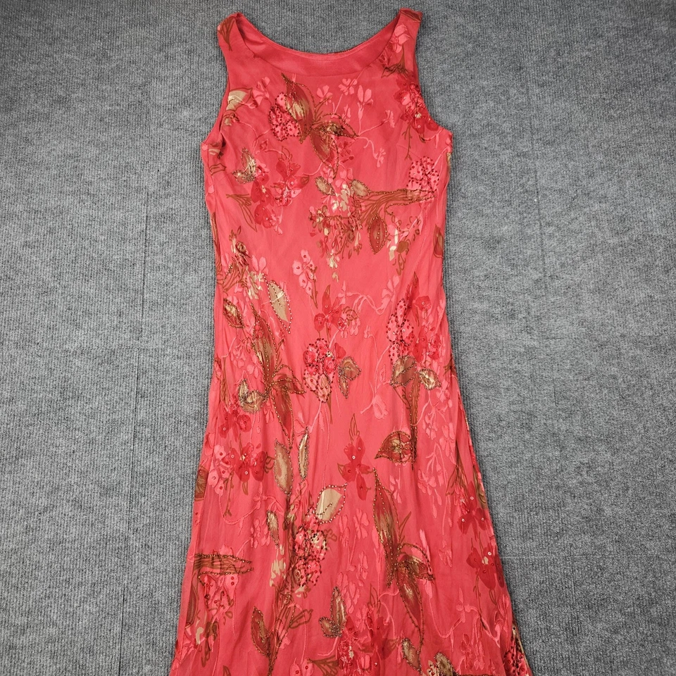 Vintage Maxi Dress Womens Large Pink Floral Beaded Fairy 90s Coquette Feminine - image 4 of 4