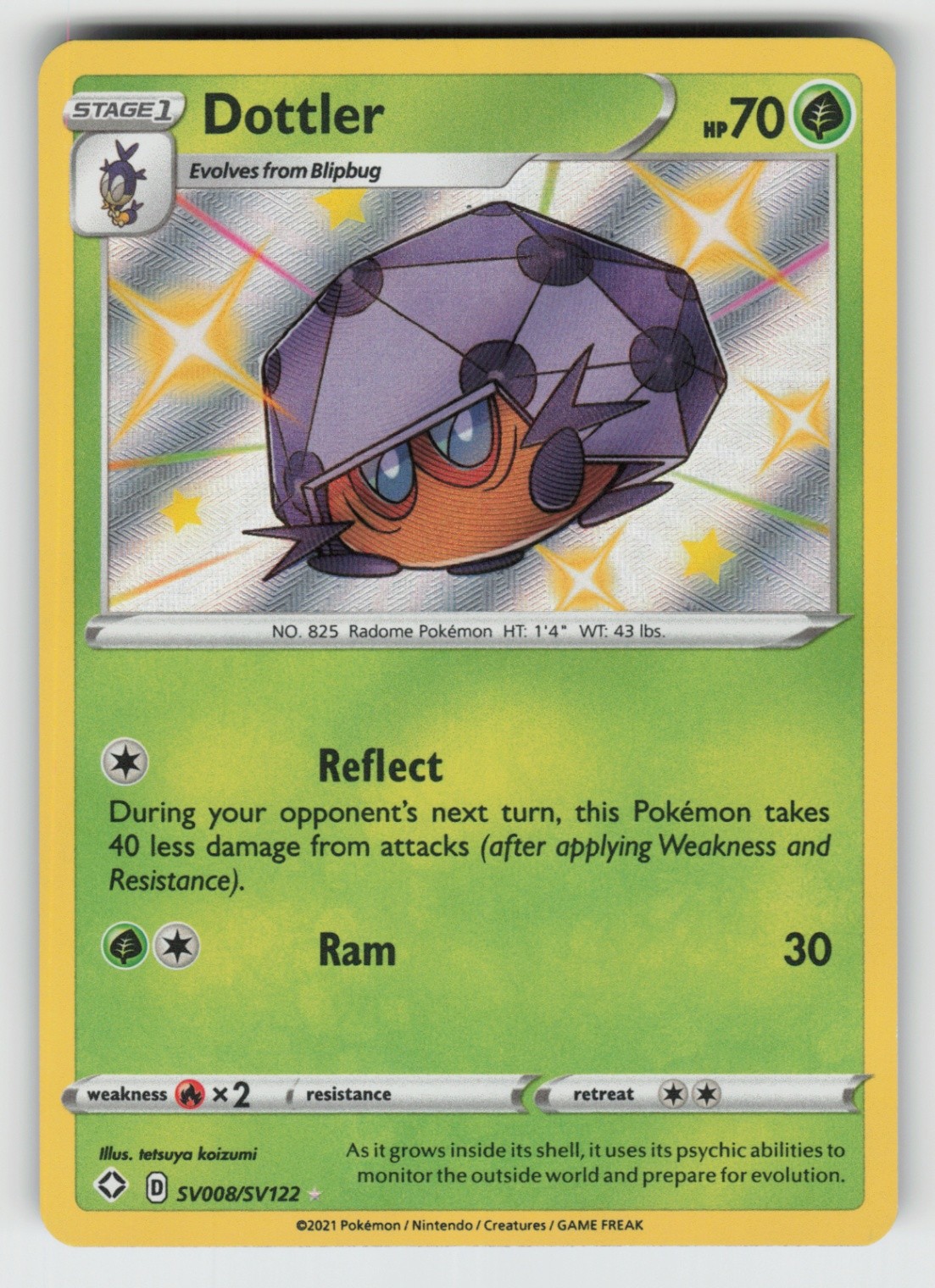 UR - 02 Holo Dottler SV008/SV122 Shiny Holo Rare Shining Fates: Shiny Vault