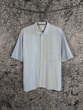 Men  s Vintage Yves Saint Laurent Short Sleeve Plaid Shirt Button Up YSL Size XL