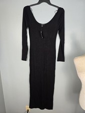NWT! FOREVER 21 Size Large Women's Black Long Sleeve Maxi Dress Stretch
