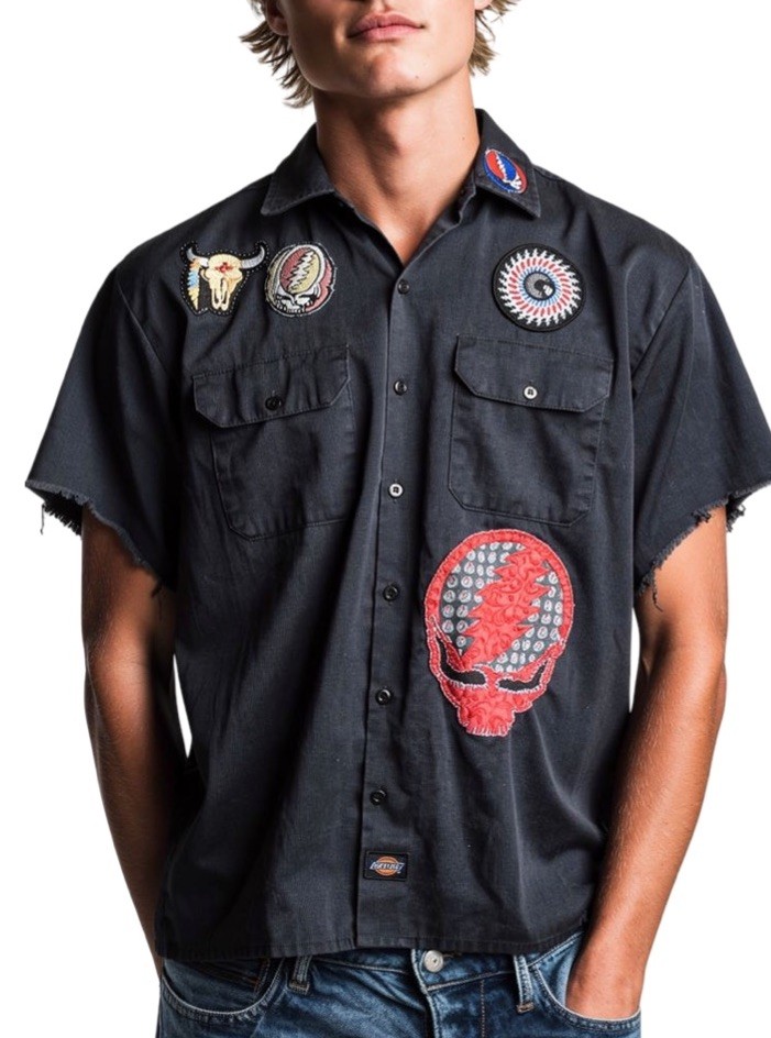 Vintage Grateful Dead Custom Patchwork Button Up … - image 2