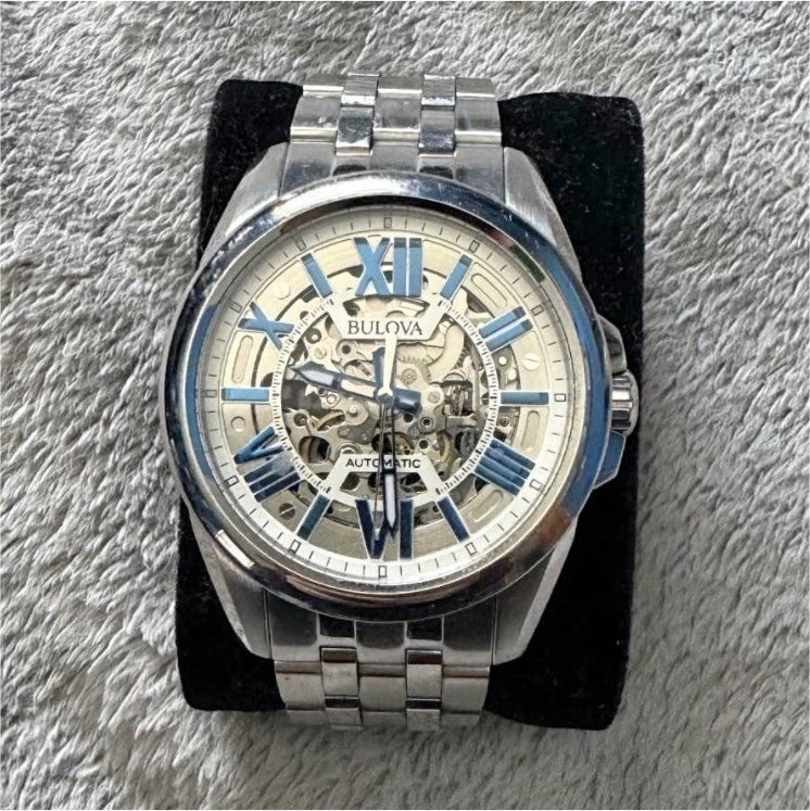 Bulova Skeleton Automatic Silver Stainless Steel … - image 1