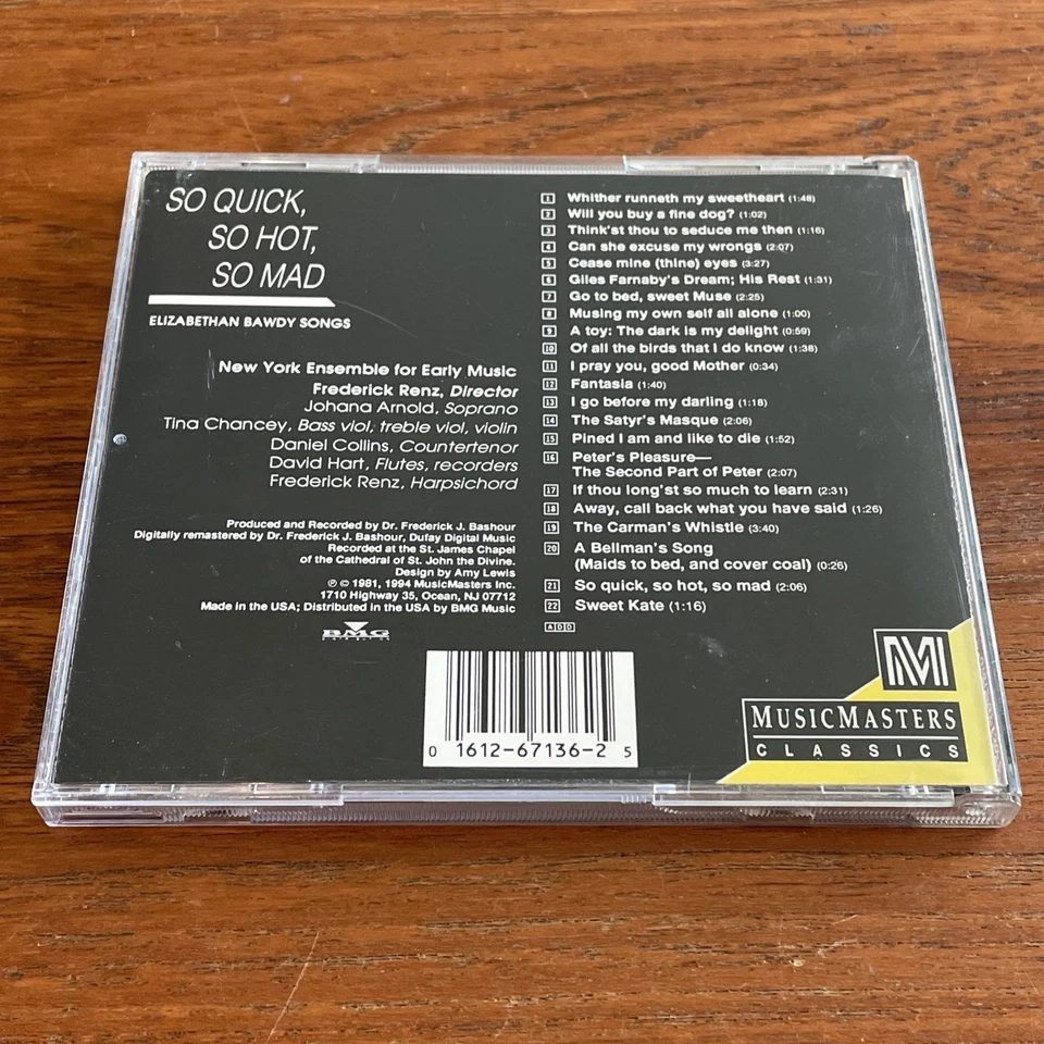 So Quick, So Hot, So Mad : New York Ensemble for Early Music (CD) - Good - Image 4 of 4