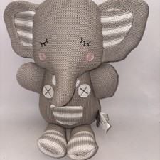 Living Textiles Theodore Elephant Knit Plush with Rattle Stuffed Animal - Cream