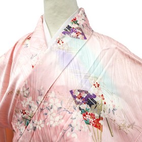 Japanese Vintage Kimono Furisode Silk Gold Auspicious Made in Japan eb-1999