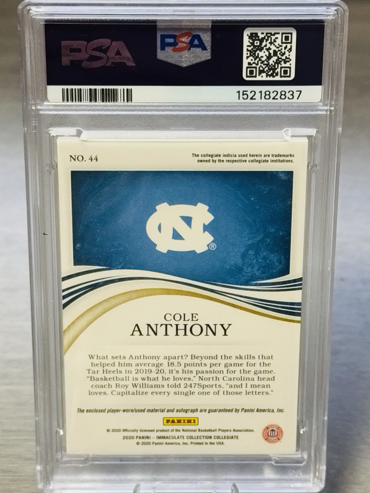 💫🏀COLE ANTHONY 2020-21 Immaculate Collegiate Gold Patch Auto RC /25 #PSA 8🏀💫 view 3