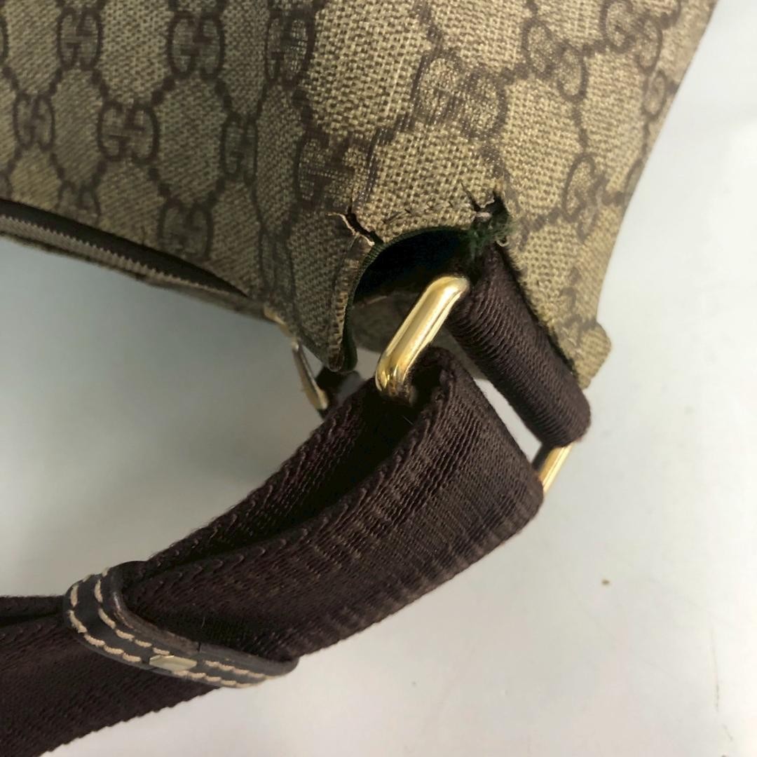 GUCCI GG Shoulder Bag Ziplock Leather PVC Brown Beige Gold Hardware From Japan thumbnail 7