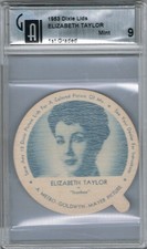 1953 Dixie Lids ELIZABETH TAYLOR Nelson's Cloverland Ice Cream (GAI 9 MINT) (143