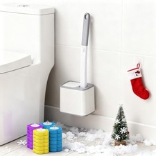 Disposable Toilet Brush Cleaning System with 24pcs Refill Pad Replacement Hea...