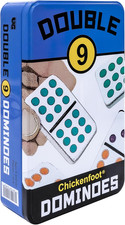 Double 9 Dominoes Set in Tin - Classic White Gaming Fun for All Ages