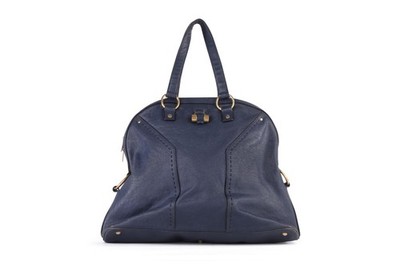 Yves Saint Laurent   Übergroße Muse-Tasche Aus Leder In Marineblau Weiblich