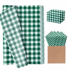 100 Sheets Gingham Tissue Paper 14x20 Inch Green White Checkered Gift Bag Wrap
