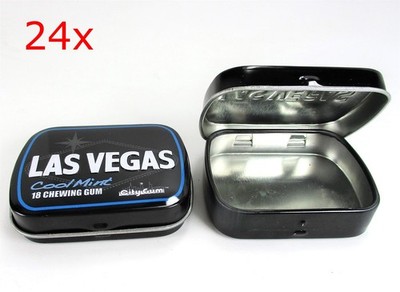 Lot of 24 Las Vegas Metal Mini Tin Box 1oz Hinged Rectangular 2 3/8'' party favor