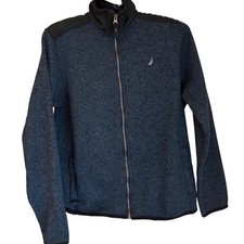 Nautica Teen Full Zip Fleece Jacket Black Blue XL 18/20 Coat Outerwear Note 
