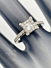 925 STERLING SILVER SQUARE CZ HALO RING SIZE 7 ENGAGEMENT PATENT PENDING 1129